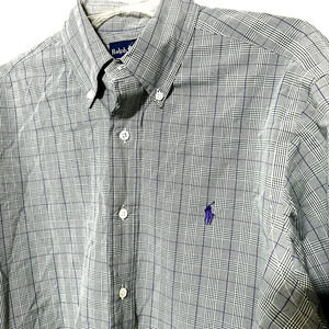 VTG Ralph Lauren Button Up Men's Shirt Plaid Green Purple Classic Fit 15.5/M
